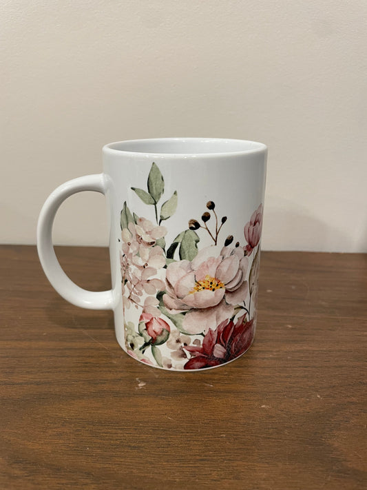 Pink floral mug